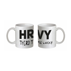 HRVY THIRD TIME LUCKY WHITE MUG
